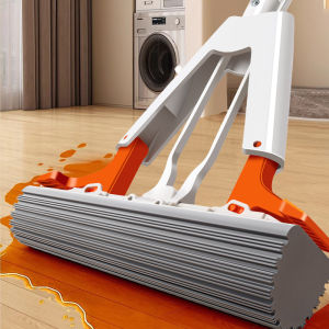 New Squeezed Self Draining Rubber Cotton Mop Hand Free Magic Self-cleaning Flat Mop Reusable Sponge Household Floor Cleaning