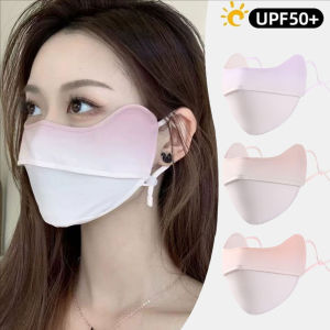 Gradient Blush Face Cover Cooling Ice Silk Mask Women Adjustable Summer Sunscreen Mask For Outdoor Cycling Running