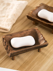 ที่ใส่สบู่มีขา จานวางสบู่ก้อน กล่องสบู่ กล่องสบู่ไม้สักเก่า ที่ใส่สบู่ไม้สัก จานวางสบู่ไม้ อุปกรณ์ห้องน้ำ Soap Dish