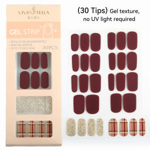 Womans DIY Manicure Gel Nail Stickers Non Baking Lamp 30 Finger Adhesive Nail Sticker Full Paste Semi Cured Gel Nail Wraps