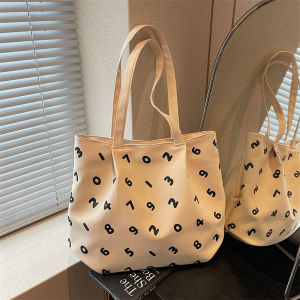 Original Digital Canvas Tote Bag Womens Casual Handbag 2025 New Style Versatile Shoulder Bag Commuter Soft Square Bag