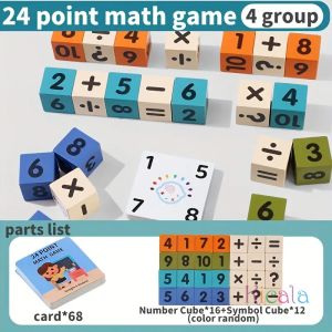 Wooden Arithmetic Cube Number Toy 24 Points Game Math Learning Game Multi-Player Battle Game Puzzle Educational Game
