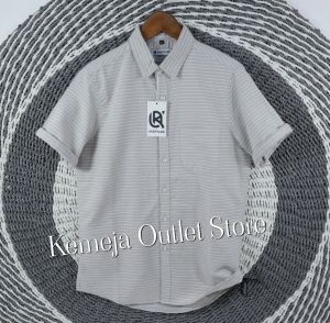 Kemeja Pria Lengan Pendek Casual Salur Katun Premium High Quality