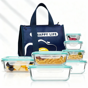 Glass Lunch Bento Box for Adults Food Storage Containers with Lids Microwave & Dishwasher Safe Meal Prep Container for Office