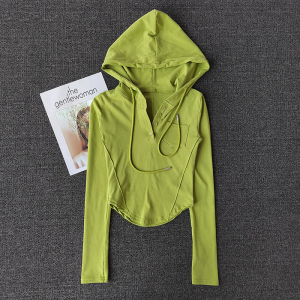 ฟิตเนสวิ่งแขนยาว เสื้อฮู้ด ผู้หญิง พรางหุ่น ระบายอากาศได้ดี ชุดกีฬาโยคะแห้งเร็วสบาย ผ้าฝ้าย เสื้อสเว็ตเชิ้ต