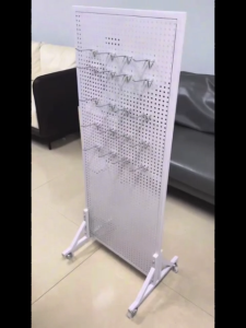 Metal pegboard(120x50cm)Vertical storage shelf Movable product display rack Ideal for tool storage and product display Suitable for home supermarket and tool room