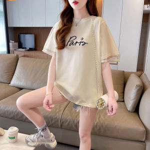 Pure Cotton Short Sleeve T-Shirt Women Summer Korean Loose Lazy Style High School Junior College Mid-Length Large Size Half Sleeve Shoulder Top