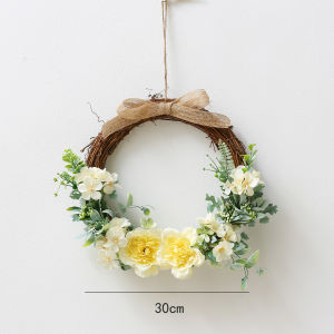 Wicker Flower Ring Door Decorations Outdoor Garden Villa Courtyard Wedding Decoration Nursery Hanging Ornament Stick Basket