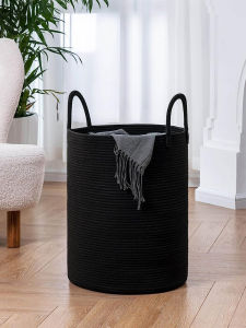 ถังเก็บของทอผ้าฝ้ายสำหรับใส่เสื้อผ้าอุ่น ผ้าห่ม หมอน ผ้าพันคอ ถังเก็บของโยคะ ถังเก็บของออกกำลังกาย อุปกรณ์เก็บของในบ้าน