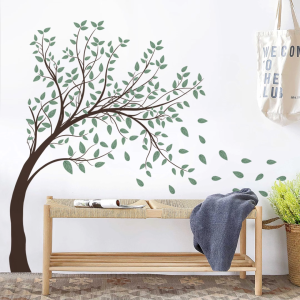 Decal Dán Tường Cây Lá Xanh Bay Trong Gió Có Keo Sẵn 115x101cm - Trang Trí Phòng Khách Phòng Ngủ