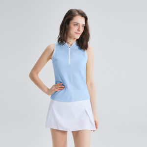 SALTUM | Sleeveless Quick-Drying Retro Half-Zip Color Block Tennis and Fitness Top