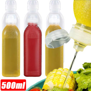 5Pcs Plastic Liquid Seasoning Squeeze Bottle / 300-500ML Leakproof Salad Dressing Squeeze Bottle / Multifunctional Kitchen Squeeze Seasoning Bottles with Lid