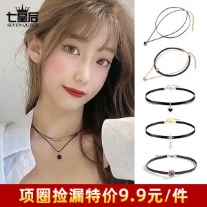 Black Choker Necklace for Women with Short Chain Alloy Material and Artificial Gemstones Stock Available