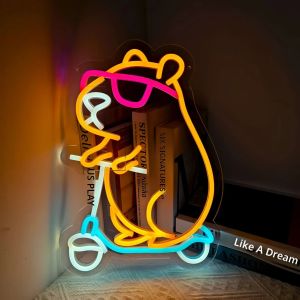 รูปสัตว์ LED คาปิบาราเด็กปาร์ตี้นีออนตกแต่งป้ายวันเกิดตกแต่งผนังห้องโคมไฟแปลกใหม่ (ใหม่) ไฟ