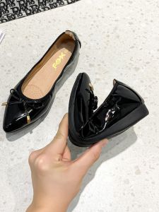 Comfortable Egg Roll Shoes Womens Soft Bottom Black Work Shoes New Red Bow Knot Casual Loafers Fashionable All-Match Non-Slip