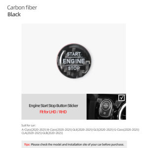 Carbon Fiber Engine Start Stop Button Sticker For Mercedes Benz CLA A B G Class GLE GLS GLB 2020-2025 Car Interior Accessories