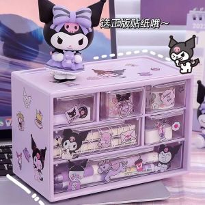 Sanrio Storage Box Kawaii Hair Accessories Desktop Makeup Jewelry Drawer Girls Children Storage Cabinet Organizer Box