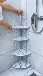 Foldable Storage Rack Bathroom Corner Shelf Iron Toilet Organizer Rack Kitchen Rack  rak kayu bertingkat 浴室置物架