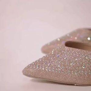 1 Pair Adjustable Heel Straps Rhinestone Tali Pergelangan Kaki Sepatu Sandal