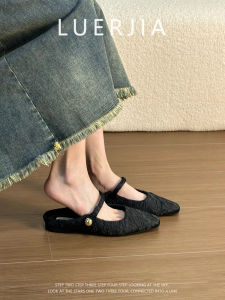New Chinese Style Half Slippers Womens Flat Bottom Mules Soft Fairy Wind Head Covered Sheepskin Version Lazy One Step on Shoes