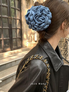 Blue Large Flower Hair Claw Simple Elegant Hair Accessory Headwear Original Design Fresh out Fashionable Hairpin by Jojo Wang