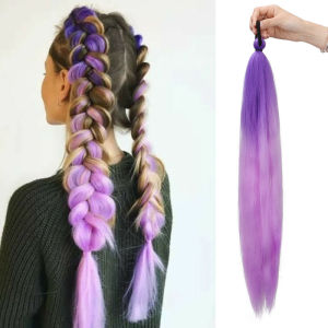 26 Inch Synthetic Ponytail Wig Extension with Color Boxing Braid and Rubber Band for Girl Perfect for Christmas and Halloween