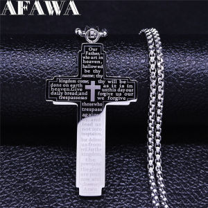 Christian Bible Cross Chain Necklace Stainless Steel Big Pendant Necklace Mens Religious Prayer Jewelry corrente masculina