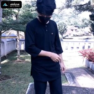 Kaos Kurta Pria Pakistan Motif Polos Lengan 3/4 bahan Kaos 24s - Baju Koko Dewasa Terbaru