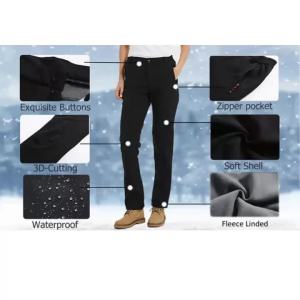 TRVLWEGO Womens Outdoor Hiking Pants Slim Fit Fleece Lined Soft Shell Waterproof Windproof for Camping Trekking Winter Climbing