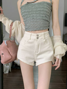 Quần Short Denim Cạp Cao Cạp Cao Dáng Chữ a Cho Nữ Mùa Xuân Hè Quần Short Bó Sát Quần Jeans Cotton 98% Pha Trộn Polyester