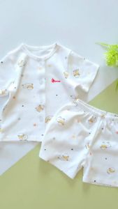 Bộ cộc cài nút sơ sinh cao cấp chất đẹp Bunny cho bé 3-10kg