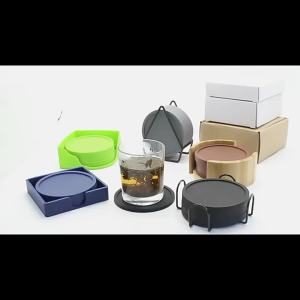 6PCS/Set Silicone Drinking Coasters Drink Coffee Cup Round Cup Mat with Holder Stand Jar Gripper Pads Tableware Accessories