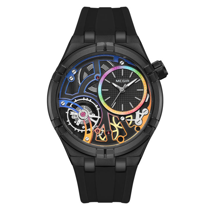 MEGIR 8111 Original Men Watch Mens Silicone Strap Genuine Quartz