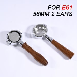 58MM 2 Ears Coffee Bottomless Portafilter Naked For E61 EXPOBAR /Gemilai With Filter Basket Espresso Machine Accessories  Tools