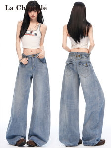 La Chapelle | Vintage Style Buckle Denim Pants Summer Lightweight