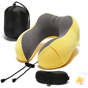 Travel Pillow Memory Foam with 360-Degree Head Support Comfortable Neck Pillow with Storage Bag Lightweight Traveling Pillow for Airplane Car Train Bus and Home Use