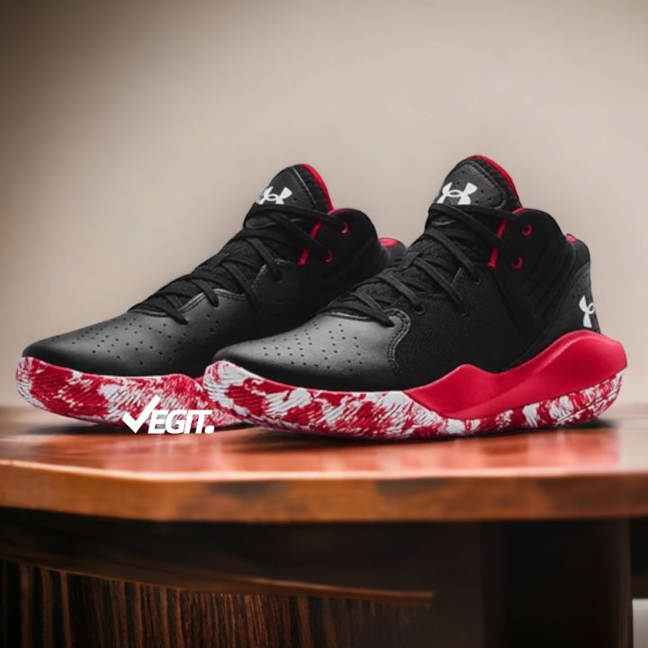 Black and red outlet under armour shoes