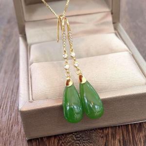 ZHONGGUOGONGYI | Jade and Gold Plated Earrings