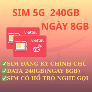 FREESHIP - CHƯA KÍCH HOẠT.Sim 5G viettel 240GB sử dụng toàn quốc có hổ trợ nghe gọi sim chưa kích hoạt