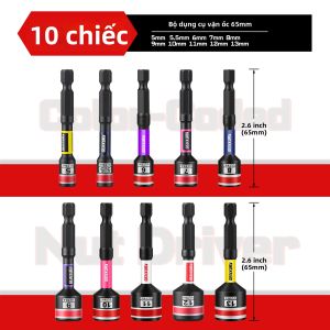 Bộ Dụng Cụ Vặn Ốc Geinxurn 2.6”/6” Mã Màu Từ Tính Mạnh Thép S2 Đầu Lục Giác 1/4 Inch Phù Hợp Với Máy Khoan Tua Vít Sửa Chữa