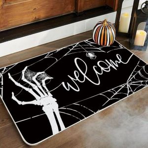 VIKAMA Fun Halloween Slogan Doormat Non-Slip Washable Entry Mat Whimsical Fall Porch Decor for Home and Party