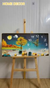 Đồng hồ tráng gương 5D hươu phong thủy đồng hồ kim trôi tặng pin đinh móc treo