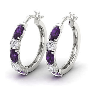 Huitan Xanh Dương/Trắng Đính Đá Cubic Zirconia Khuyên Tai Nữ Thời Trang Hình Học Hàng Ngày Trang Sức Nữ