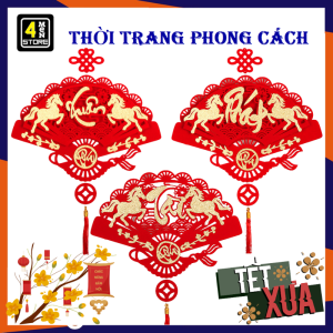 Khánh Quạt Nhung Đỏ Treo Tường Trang Trí Tết - Khánh Nhung Khắc Chữ TẾT PHÁT TÀI - Quạt Treo Tết Nguyên Đán 2026 - Bộ Decor Chữ Lộc Phúc Thọ Hình Quạt – Treo Nhà Cửa Cửa Hàng Studio Ngày Tết - Khánh Đỏ Treo Tường