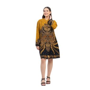 Tunik Batik Wanita Baju Atasan Kerja Batik Modern Kekinian Lengan Panjang Motif 891 Bahan Katun Tidak Mudah Kusut