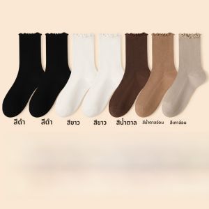 MiiOW | ถุงเท้าผู้หญิงสูงครึ่งแข้ง MiiOW Catwoman 2025 ฤดูใบไม้ร่วง ถุงเท้าไร้กระดูก ลายดอกไม้ ถุงเท้าผู้หญิงที่สวมใส่ได้ตลอดทั้งปี