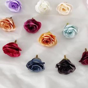 10Pcs Rose Artificial Flowers 7CM Silk Fake Flower Head For Home Decor Wedding Marriage Decoration DIY Craft Garland Accessories