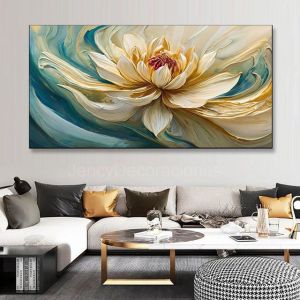 lukisan bunga teratai gold beauty color abstrak modern lukisan aesthetic teksture minimalis  lukisan lotus flower cantik abstrak abstrak hiasan dinding dekorasi