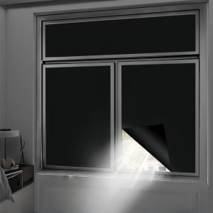 Black Opaque Privacy Window Film Black Glass Window Film Sticker Fully Blackout Anti-Uv Self-Adhesive Blackout 100% Home Office Privacy Protection