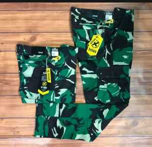 Celana Panjang Jogger Loreng Army Abu-abu & Celana Gunung untuk Pria Dewasa